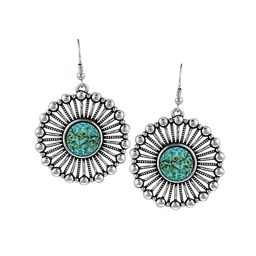 Women's Pendientes Fashion Accessories Vintage Antique Silver Plated Turquoise Statement Crystal Earrings Jewelry