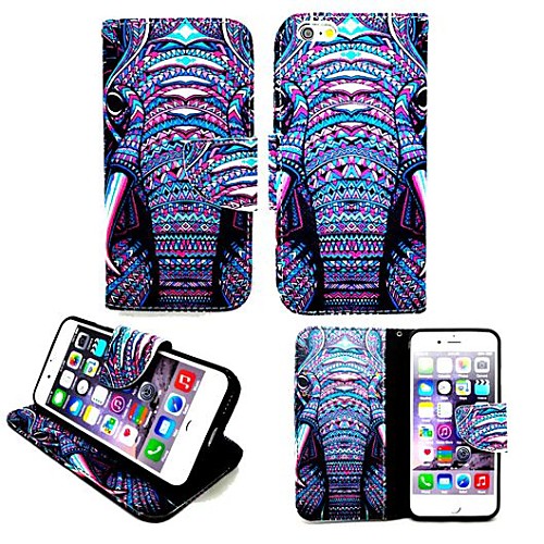 KARZEA™ Elephants Tribe PU Leather TPU Back Painting Card Holder Wallet Case with Oval Bucklefor iPhone 6