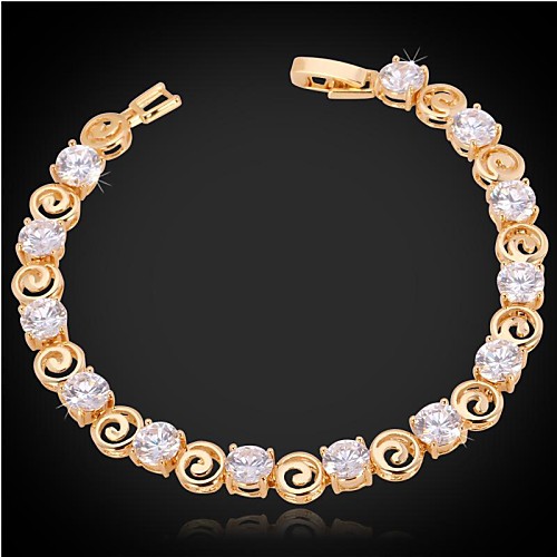 U7Tennis Bracelet Women's 18K Chunky Gold Platinum Plated AAA Cubic Zirconia Bracelet Bangle Fashion Jewelry