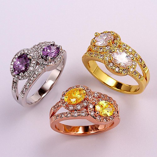 Fashion Gold Plated Women Inlaid Zircon Statement Rings (1 Pc)