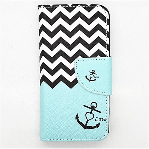 Anchor Pattern PU Leather Full Body Case with Card Slot and Stand for iPhone 5C