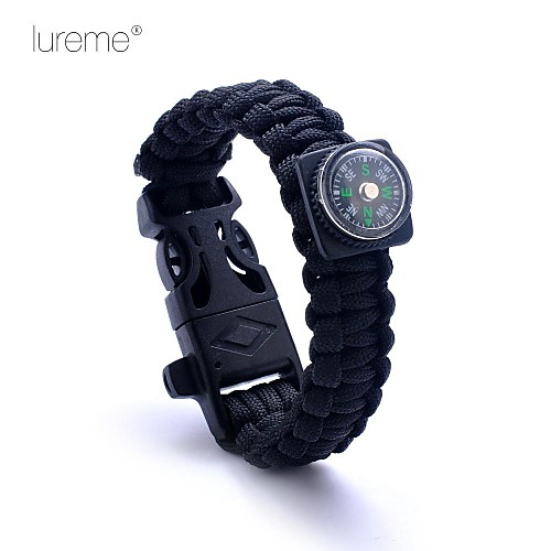 lureme Paracord открытый выживание свист кремень шнур компаса браслет