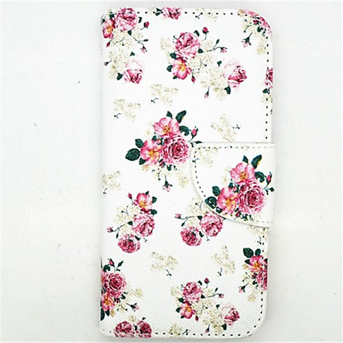 Peony Pattern PU Leather Full Body Case with Card Slot and Stand for iPhone 6 Plus