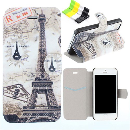 Tower Pattern PU Leather Full Body Case Have A Perfume and Phone Holder for iPhone 5/5S