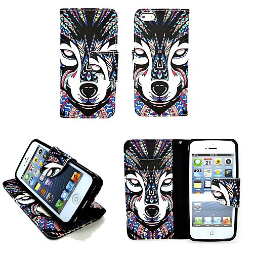 KARZEA™Cute Dog PU Leather TPU Back Painting Card Holder Wallet Case with Oval Buckle for iPhone 5C