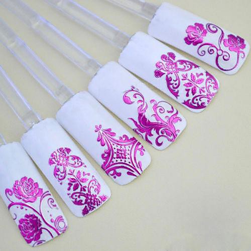 108pcs смешанную картину из цветов фиолетовый Nail Art Наклейки