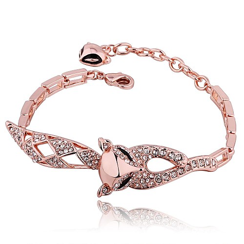 Women's Rose Gold Plated Heart Drill Bracelet