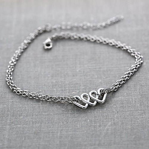 Fashion Heart Alloy Charm Bracelet(Silver,Golden)(1 Pc)