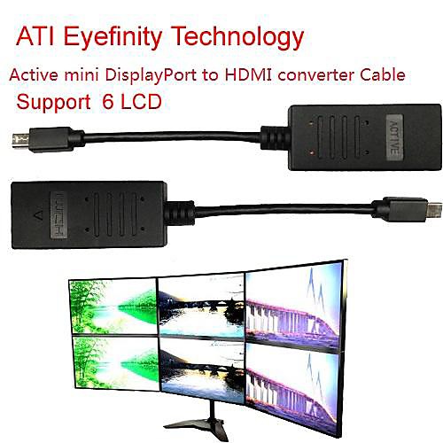 ATI Eyefinity активно Mini DisplayPort для HDMI кабель преобразователя поддерживают технологию ATI Eyefinity 6 ЖК 20см