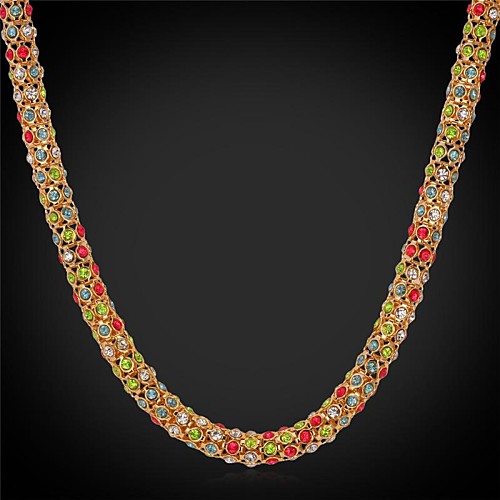 u718k реального позолоченные многоцветный стразы колье коренастый ожерелье для женщин ювелирные изделия для женщин