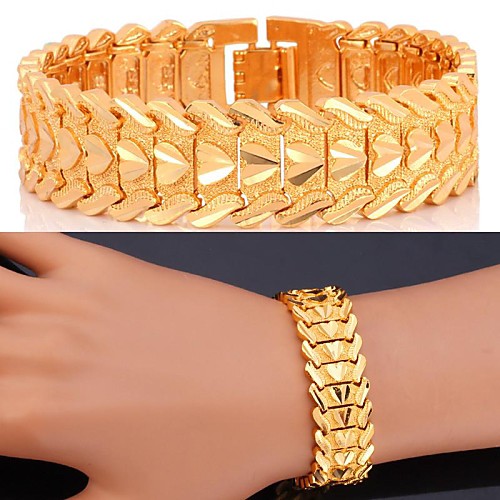 U7Love Bracelet 18K Real Gold Platinum Plate Luxurious Chunky Bracelet Bangle Fashion Jewelry for Men/Women