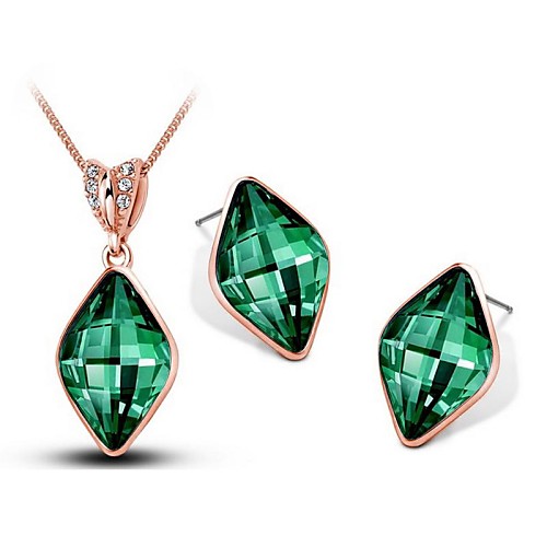 благородный преувеличены набор кристалл кулон ожерелье серьги ювелирные изделия (белый, темно-синий, темно-зеленый, цвет шампанского)
