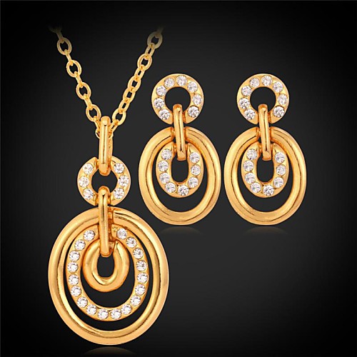 u7pendant ожерелье серьги для женщин 18k реальное золото платина покрытием горный хрусталь набор ювелирных изделий