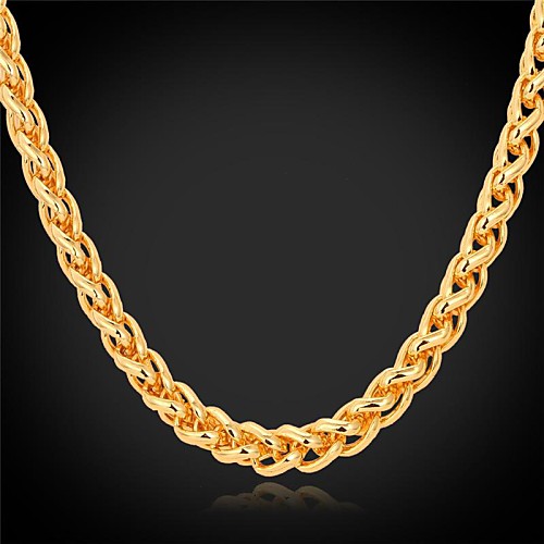 u7twisted веревку цепи ожерелье 18k реальное позолоченные долго коренастый ювелирные изделия ожерелье для женщин / мужчин