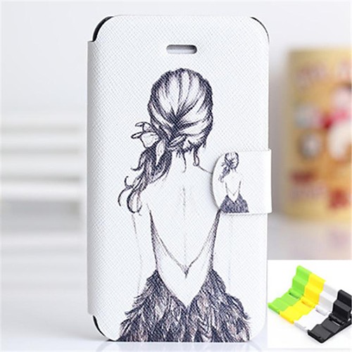 Girl Pattern PU Leather Full Body Case Have A Perfume and Phone Holder for iPhone 5/5S