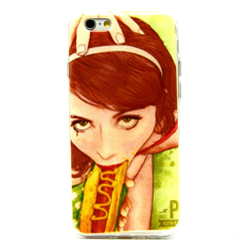 Hot Dog Girl Pattern TPU Soft Cover for iPhone 6