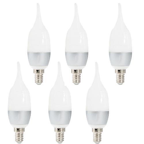 6pcs E14 6W 8xSMD2835 400LM 3000K Warm White Light F37/ CA37 LED Candle Bulb(AC110-260V) ca37e148ledsac110-265v