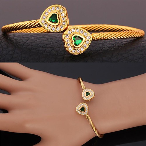 U7Cuff Bracelet 18K Real Gold Platinum Plated Love Bracelet with AAA Cubic Zirconia Fashion Jewelry