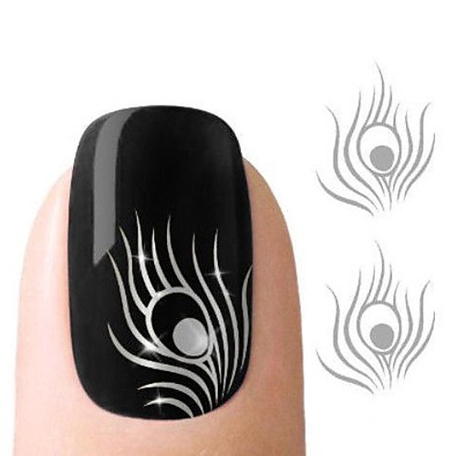 5pcs серебро перо Nail Art наклейка