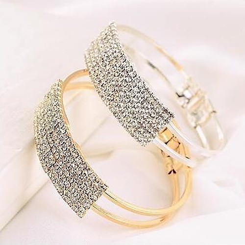 Fashion Brief Rhinestone Multicolor Alloy Bracelet(1 Pc)(Golden,Silver)