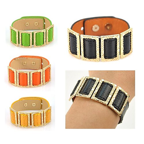 Women Genuine Real Leather Bracelet Simple Bangle Fashion Cuff Elegant Wristband