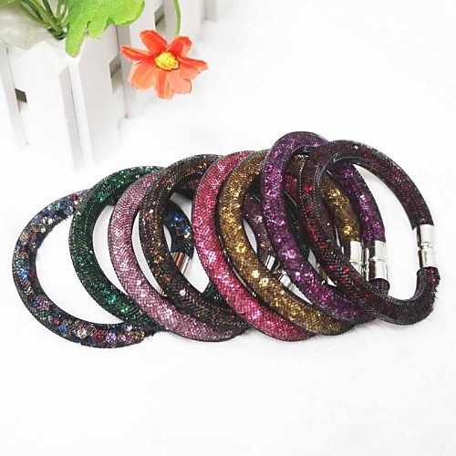 Fashion Magnet Button Nets Multicolor Acrylic Wrap Bracelets(1 Pc)(More Color)