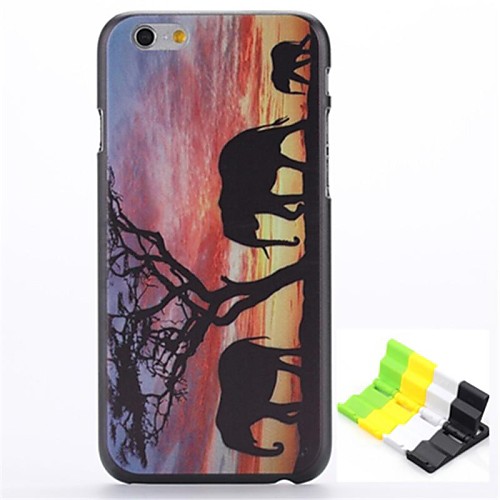 Elephants Under Dusk Pattern Hard Case and Phone Holder for iPhone 6 Plus