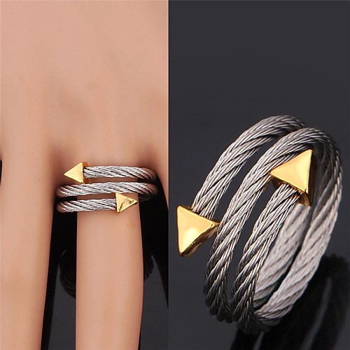 U7Stainless Steel Arrows Ring 18K Real Gold Plated Jewelry Set for Women/Men