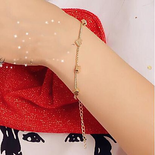 Fashion Nice Heart Golden Alloy Bracelet(1 Pc)