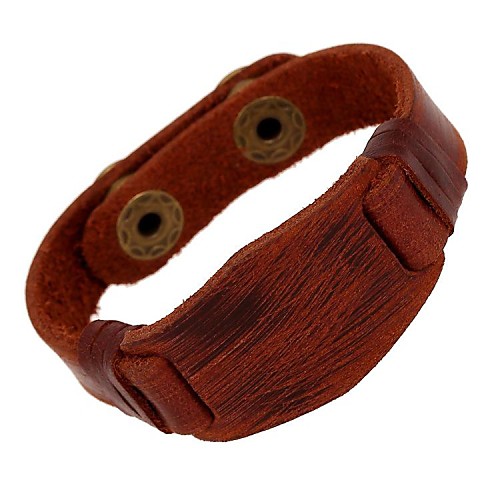 Vintage Punk Contracted Brown Genuine Leather Men's Bracelets