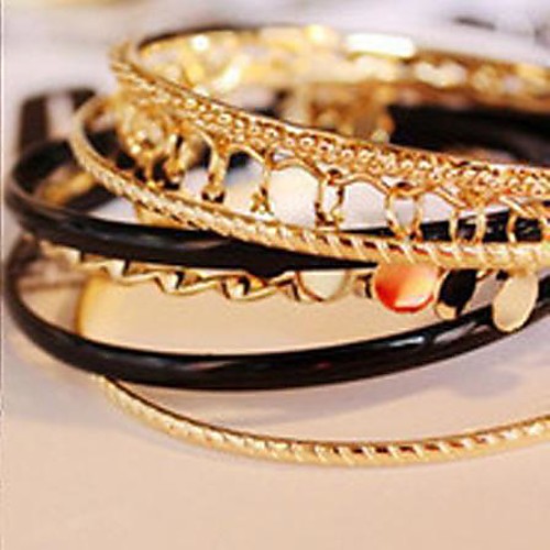 Fashion Black Golden Alloy Charm Bracelet(1pc)