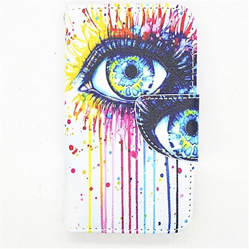 Eyes Pattern PU Leather Full Body Case with Card Slot and Stand for iPhone 4/4S