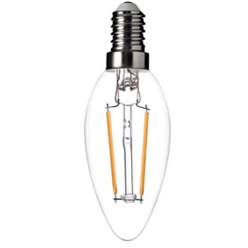 Dimmable E14 2W 2xCOB 200LM 2800-3000K  Warm White Light LED Filament Lamp (AC220V)