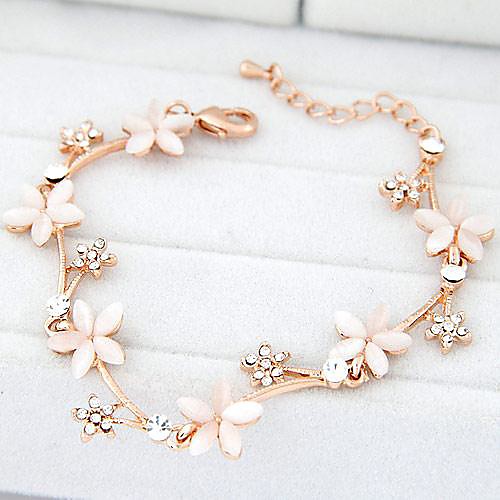 Korean Fashion Sweet Temperament Flash Diamond Flowers Opal Bracelet