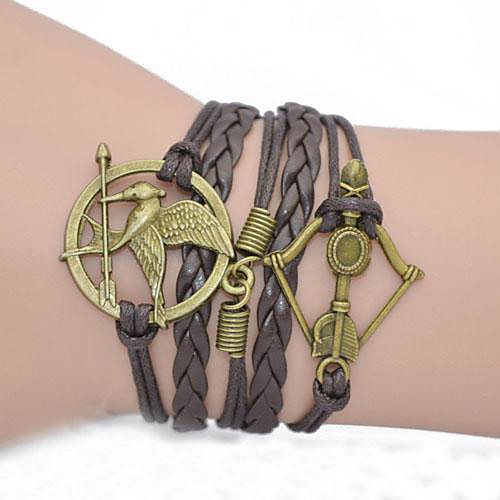 European Style Retro Bird Hand-woven Leather Cord Bracelet