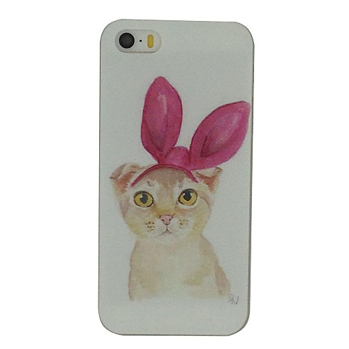 Cat with Bunny Ears Pattern PC Hard Back Cover Case for iPhone 5/5S