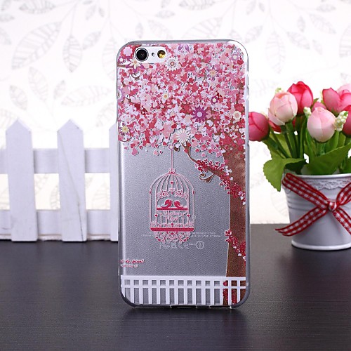 Beauty Flowers and Birds Pattern Transparent TPU Soft Case for iPhone 6