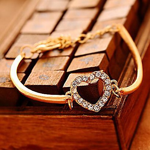 Fashion Love Heart Lady Golden Alloy Bracelet(1 Pc)