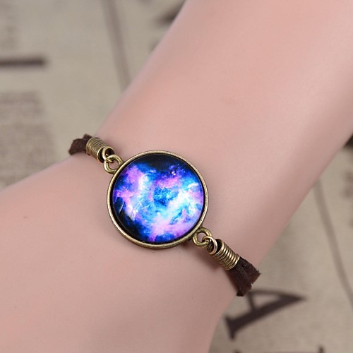 Vogue Night Sky Stars Moon Galaxy Cabochon Dome Pendant Bracelet Friendship Gift