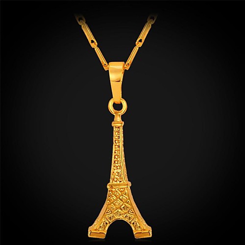 u7 Эйфелева башня ожерелье 18k реального Позолоченные Ожерелье ювелирные изделия Подвеска для женщин / мужчин