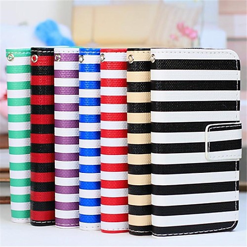 Colored Stripes Pattern Two-in-One PU Leather Full Body Cases  for iPhone 5/5S (Assorted Colors)