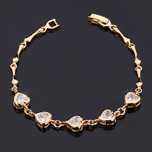 U7Heart Love Bracelet 18K Real Gold Platinum Plated AAA Cubic Zirconia Chain Bracelet Fashion Jewelry for Women