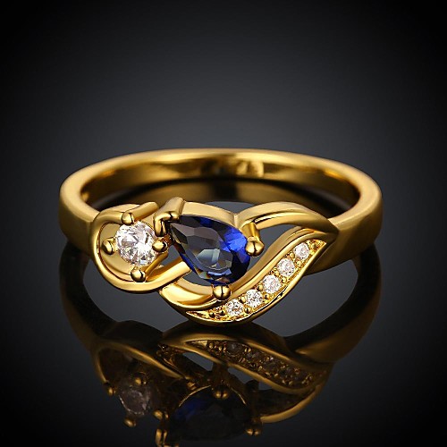 Fashion Gold Plated Women Inlaid Zircon Handshake Statement Rings (1 Pc)