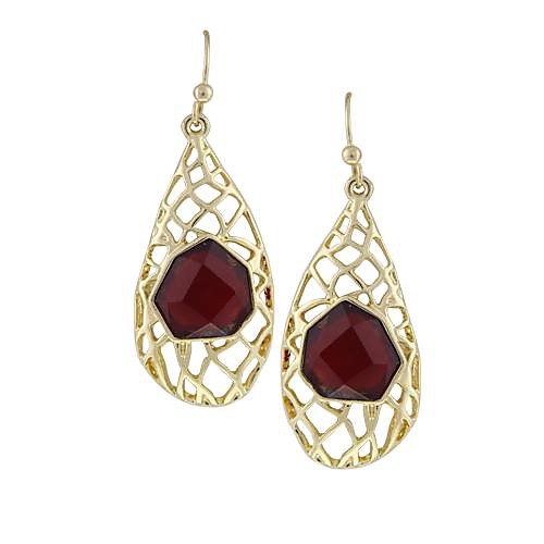 New Fashion Women Shiny Luxury Charms Stone 18K Gold Plated Hollow Drop Earrings Jewelry