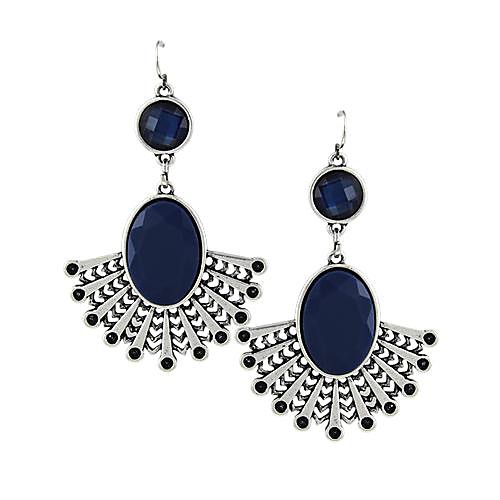 New Fashion women Vintage Silver Plated Deep Blue Simply Hollow Beads Statement Dangle Earrings Jewelry