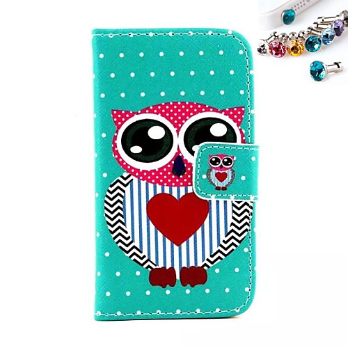 Owl Pattern PU Leather Full Body Case with Card Slot and Stand for iPhone 4/4S