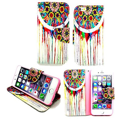 KARZEA™ Beautiful Flower PU Leather TPU Back Painting Card Holder Wallet Case with Oval Bucklefor iPhone 6 Plus