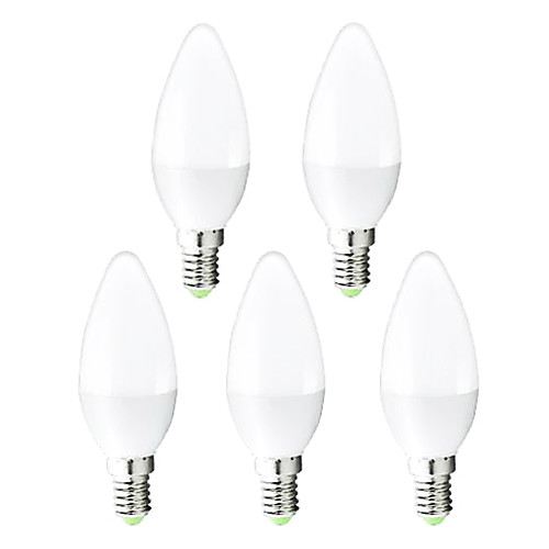 5-Pack HLUX™ LED C37 E14 5W 24x3022SMD 300lm CRI>80 2700K Warm White Opal Cover Candle Bulb (AC220-240V)