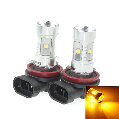 2x h8 pgj191 30w 6xcree желтый 560-590nm 2100lm для автомобилей противотуманным фонарем (AC / DC12V-24)