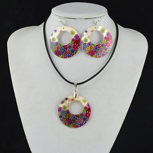 Toonykelly Fashionable Flower Butterfly Natural Shell Cowry(Earring and Necklace) Jewelry Set